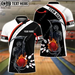 2024 Men's New Casual Bowling Customized Name 3D POLO Shirt Summer Flip Collar Button T-shirt Unisex Gift Indoor Sports Series