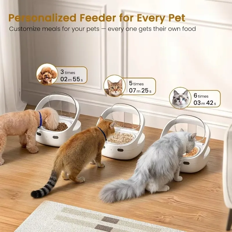 FurStarRFID Cat Feeder With Ice Pack Cooling, Selective Automatic Pet Feeder, App Feeding Records, Anti-Pinch Safety, 120-Day Ba
