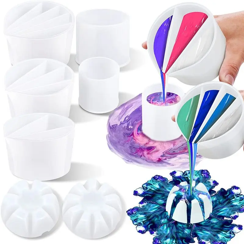 8Pc Paint Pour Cup Bundle Paint Pouring Cup Multi Channel Split Cup For Paint Pouring For DIY Making Resin Acrylic Paint-AT30
