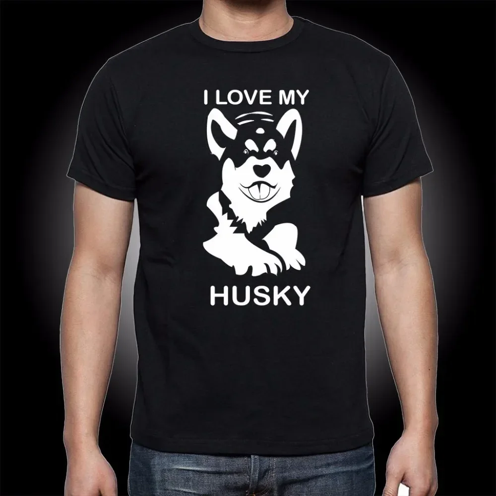 I Love My Siberian Husky Cute Puppy Dog Lovers Gift T-Shirt 100% Cotton O-Neck Short Sleeve Casual Mens T-shirt Size S-3XL