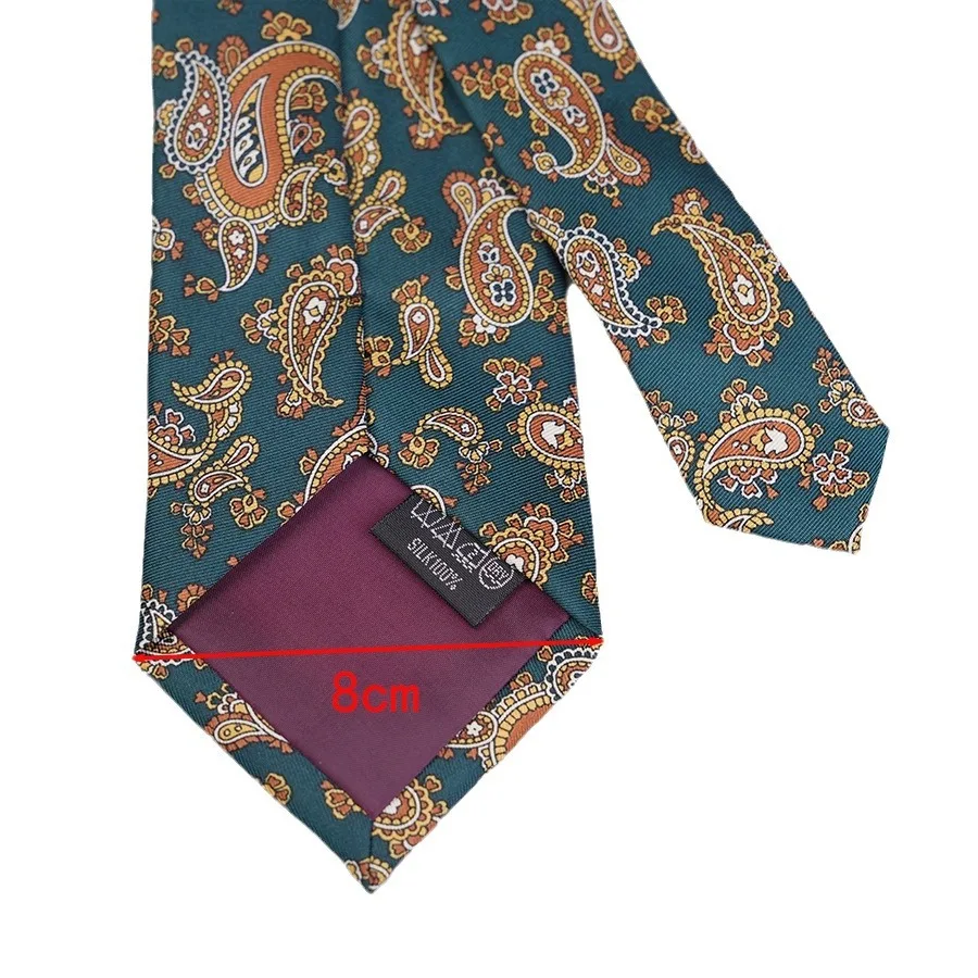 Men's Tie Brand New Fashion Necktie Green Orange  Paisley Floral Silk Gravatas For Men Fit Wedding Workplace Slim