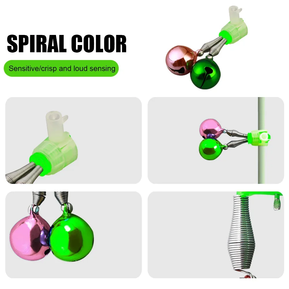 Sea Fishing Rod LED Light with Bells Ring Fishing Rod Light Stick Luminous Stick Waterproof Removable for Outdoor Night Fishing