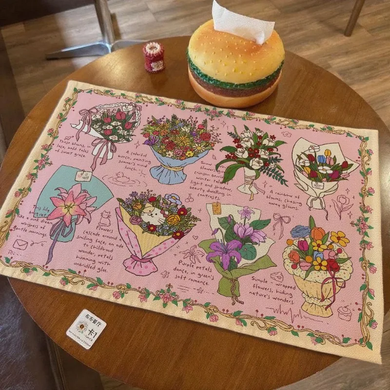 Japanese flowers cakes cotton linen tablecloths table mats cute decorations hand account background cloth desk cover cloth
