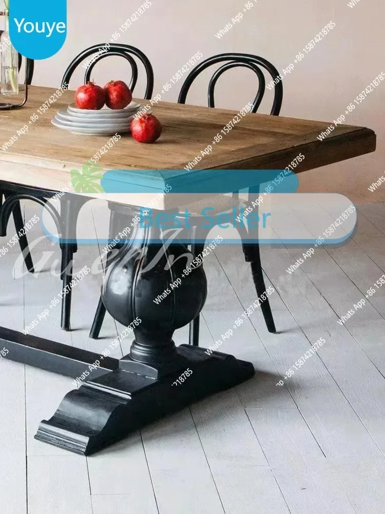 

Jj French Retro Old Solid Wood Dining Table, Neoclassical Log Long Dining Table American Restaurant Dining Table X