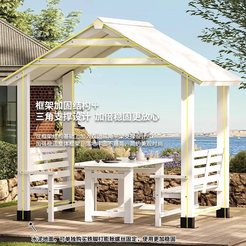 Outdoor awning gazebo park preservative wood culture promenade garden tent outdoor four-corner pavilion assembly canopy