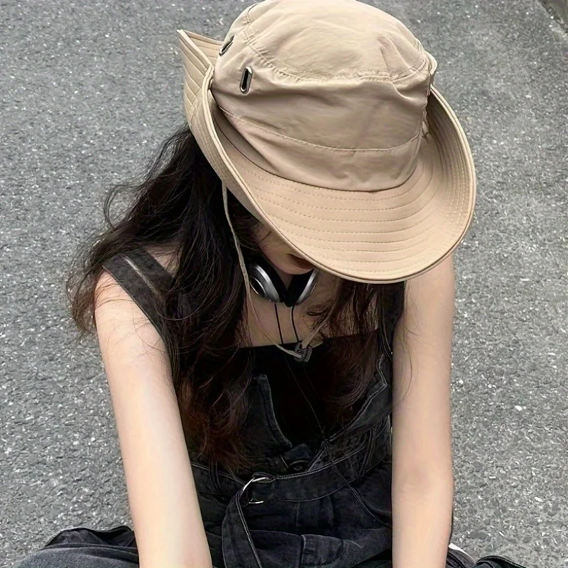 [ ] Spring/Summer Series - Drawstring Adjustable Fisherman Hat - First Choice for Couples Outdoor Travel, Camping, Seaside, and