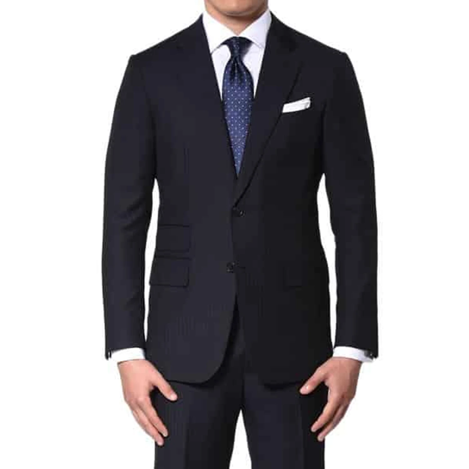 2026 Luxury 100% Wool Dark Navy Herringbone Suits For Men Fashion Designer Tailor Made Suits Ticket Pocket Business Casual Suits