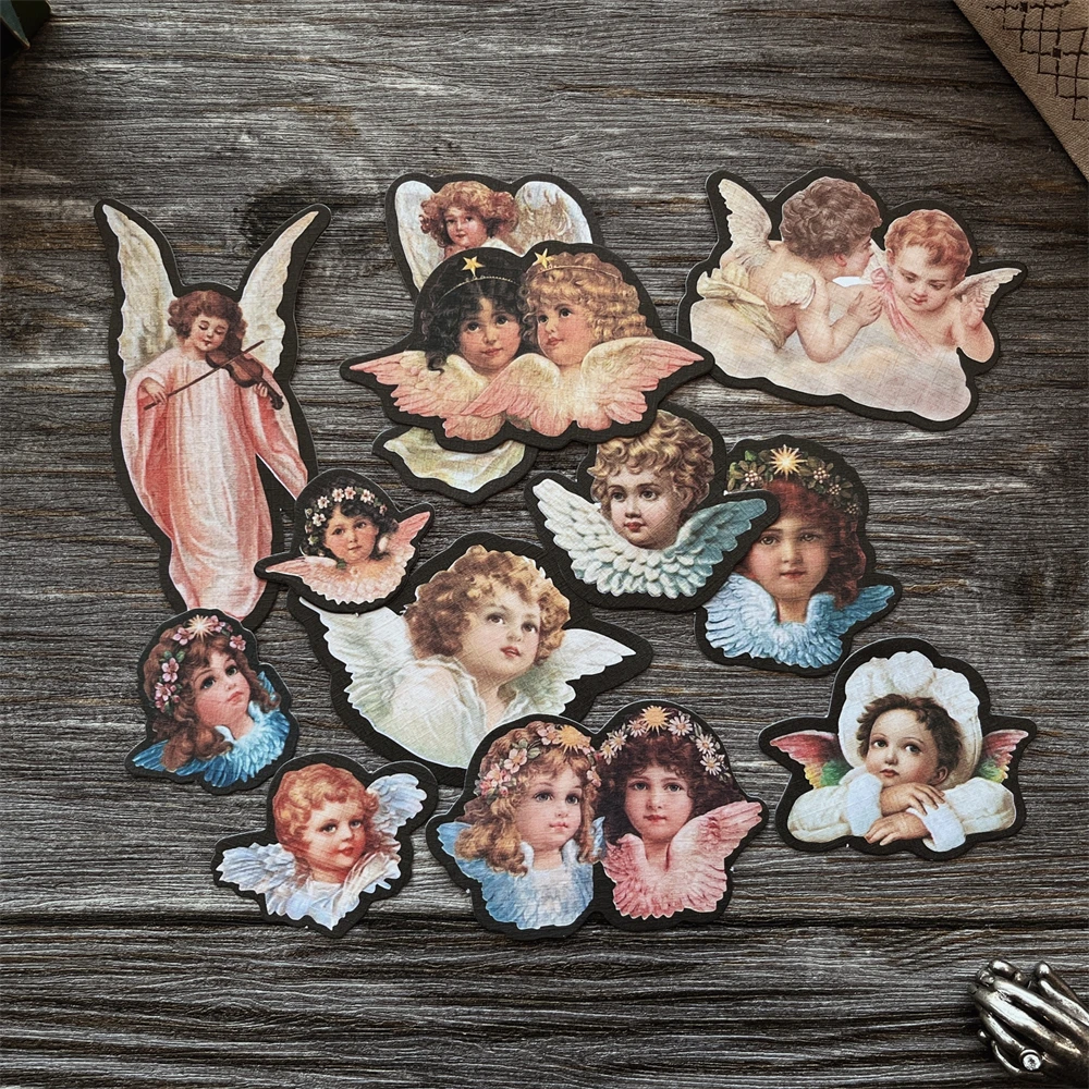 Junk Journal Vintage little angel stickers DIY scrapbooking album mobile phone diary happy plan decorative stickers