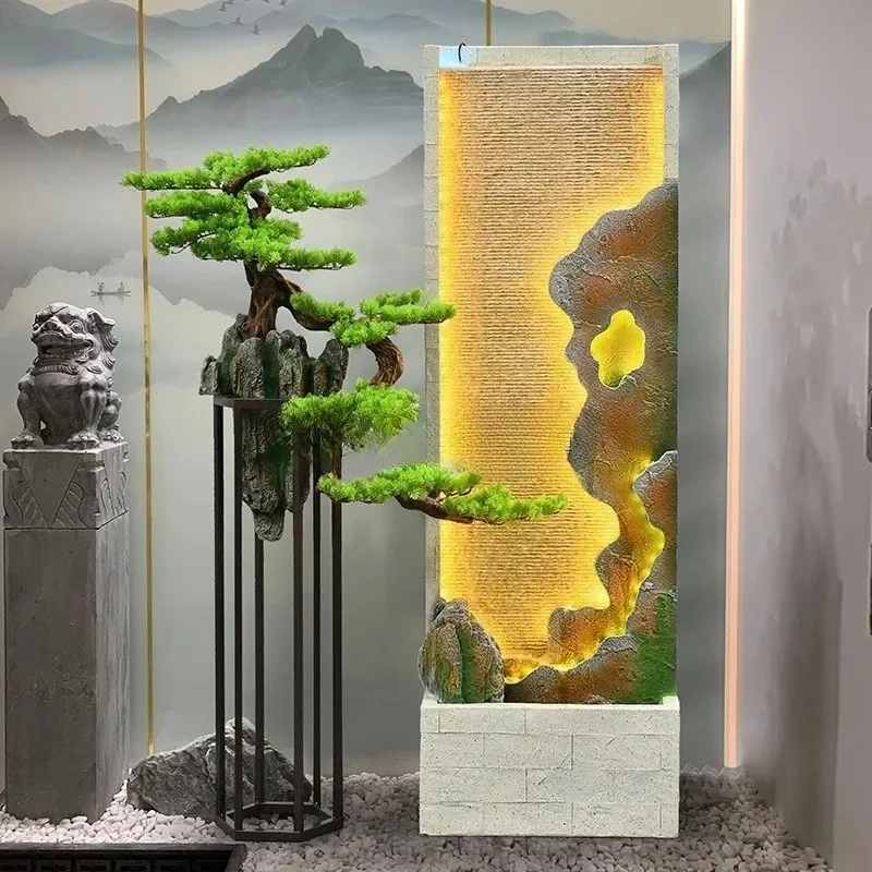 

A15 Rockery water curtain wall, alpine flowing water makes money, fountain, screen garden, courtyard, floor-to-ceiling ornament