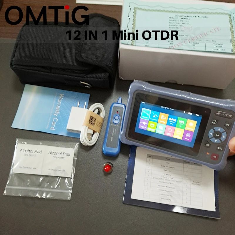 Event Map Ethernet Optical Reflectometer VFL OLS OPM Cable Tester Touch Screen, 1310, 1550nm, 26, 24dB, 12 in 1, 100km, MINi