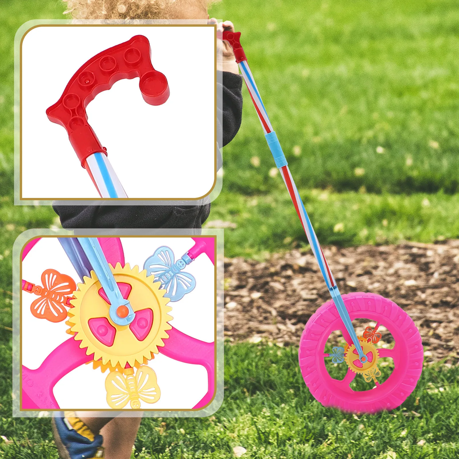 عربة تعلم قضيب الدفع للأطفال، عربة دوارة متينة من مادة PVC للرضع والأطفال الصغار، دعم المشي المبكر مشاية الأطفال #3