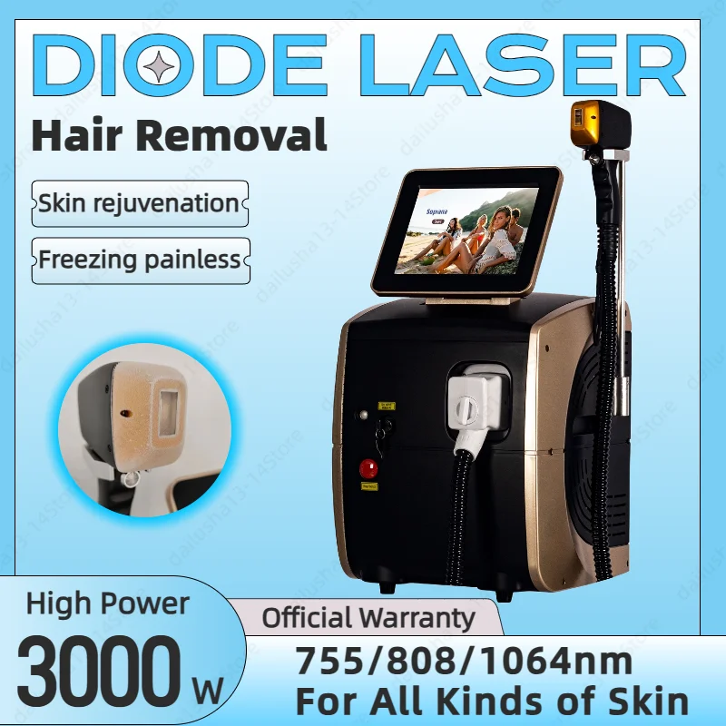 

Professional 3000W High Power 755nm 808nm 1064nm Diode Laser Hair Removal Machine Ice Titanium Painless Epilator For Salon