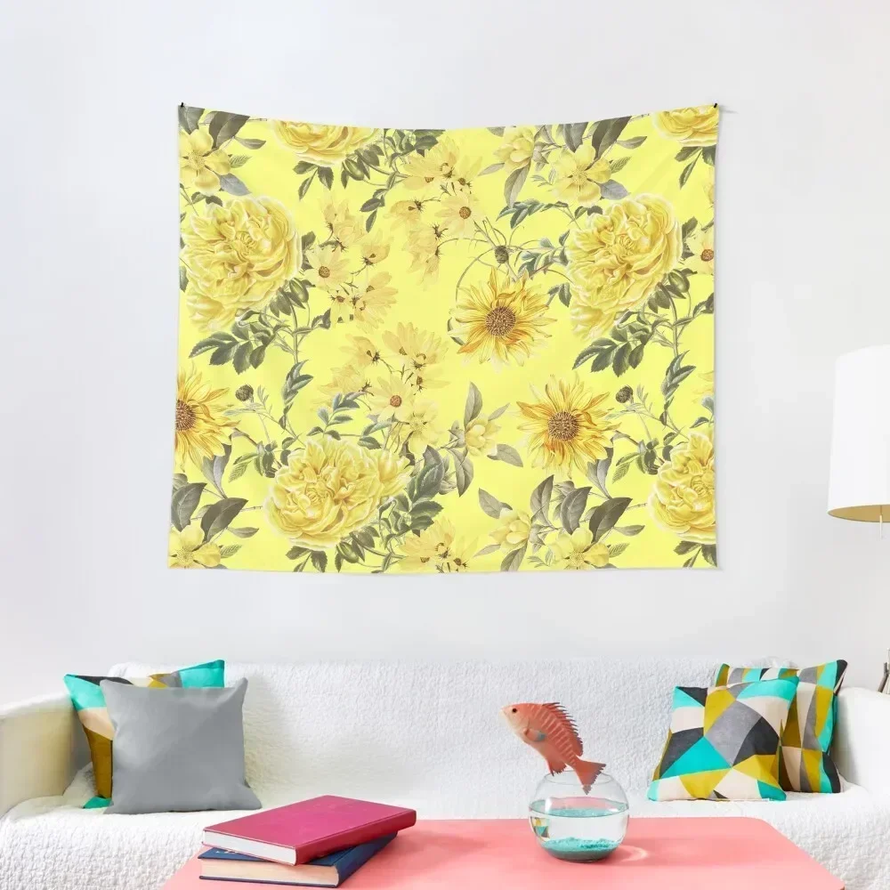 Sunny Yellow Flowers Garden Tapestry Room Decoration Korean Style Room Decor Korean Style Tapestry