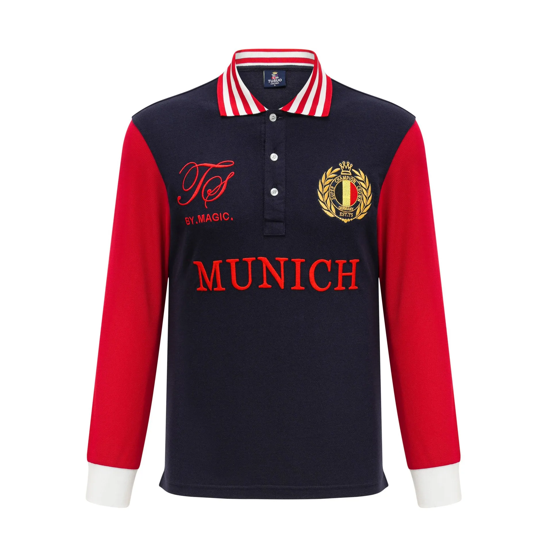 Munich Polo Shirts Men Smart asual Embroidered Long Polos Cotton Breathable Spring/Autumn Men Clothing Plus Size 7XL 4XL 5XL 6XL