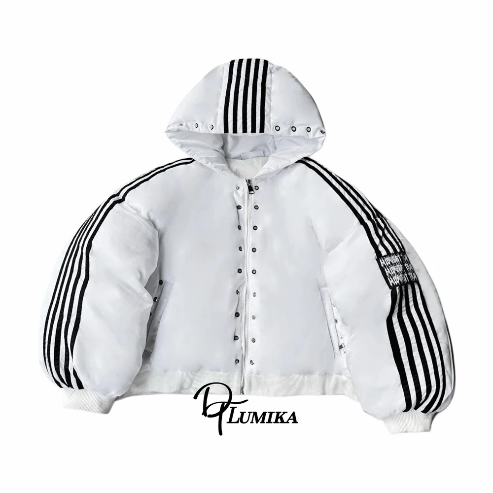 DTLumika العصرية الجديدة معطف دافئ للجنسين الرجال النساء سترة الشارع موضة هوديي Straiped سترة المتضخم لخريف شتاء #3