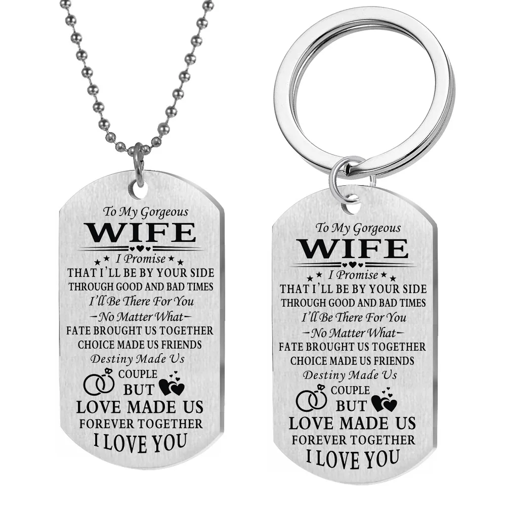 2022 Stainless Steel Jewelry To My Husband Military Brand Necklace Couple Stainless Steel Ring Cartoon Pendant Necklace