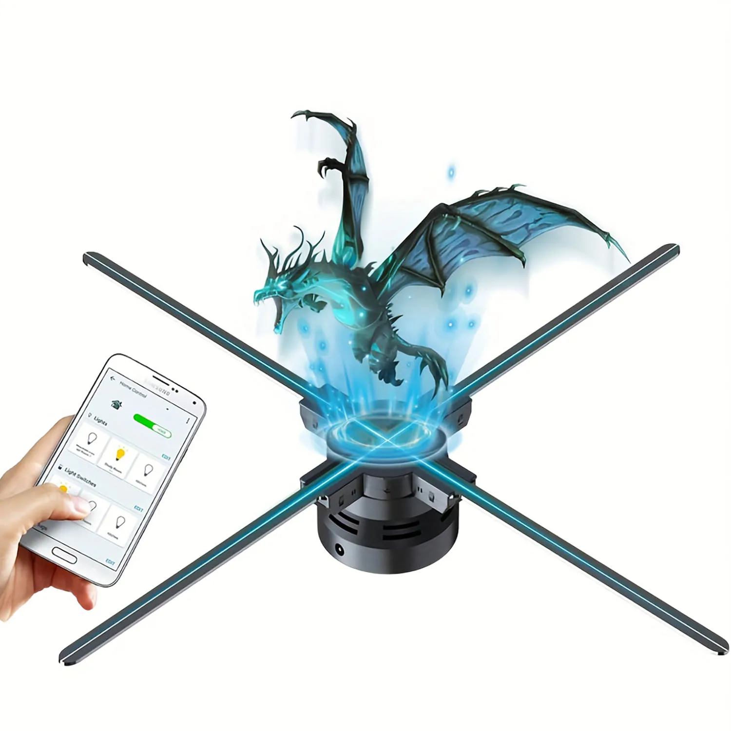 3D Holographic Projection Fan 42CM Advertising Space Suitable For Shops Bars Parties Christmas High-Definition Holographic Proje
