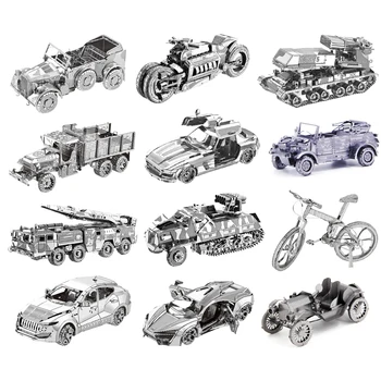 3D Metal Puzzle EF510 Train Vintage Car Mountain Bike Motorcycle model KITS Assemble Jigsaw DIY Puzzle Gift Toys For Children