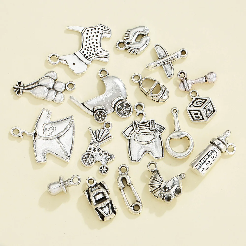 

DIY ancient silver alloy daily necessities series, clothes, baby stroller pattern pendants, ornaments and small pendants