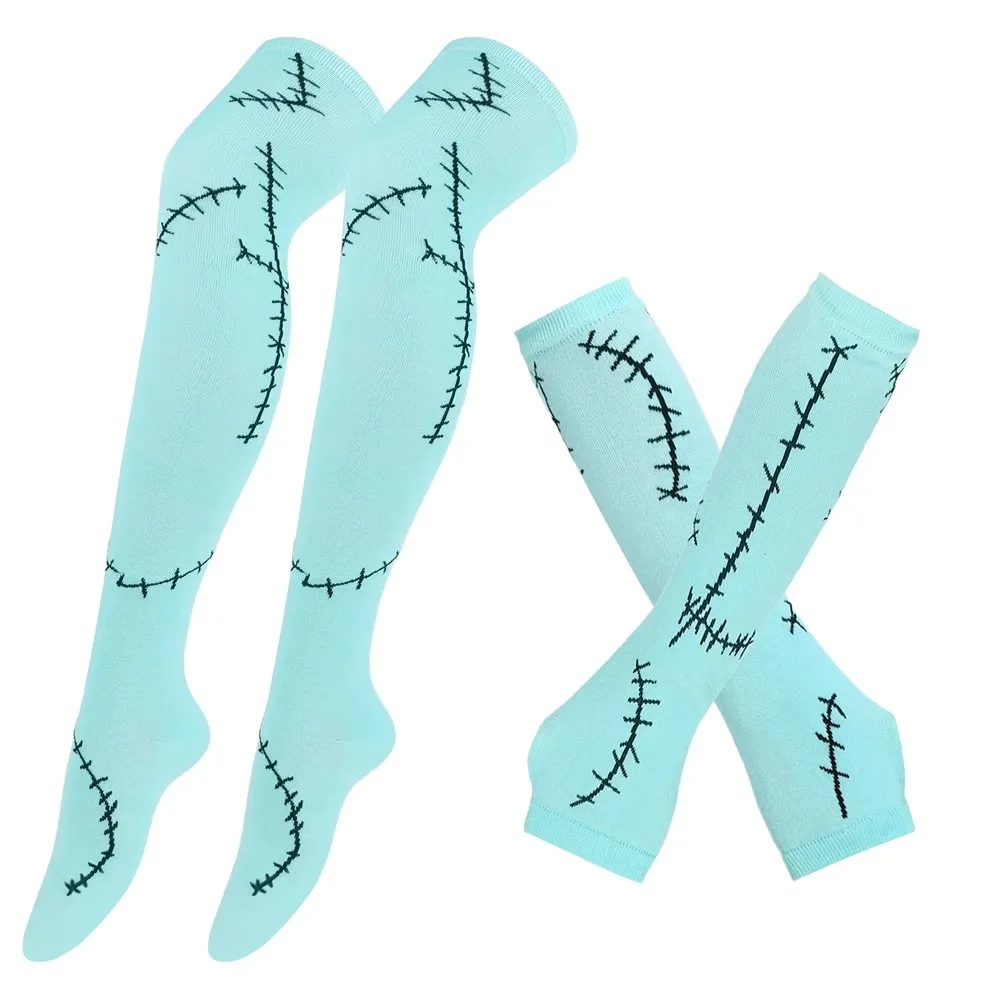 

Halloween Costume for Women Halloween Scar Arm Sleeves Thigh Highs Stocking Socks for Cosplay Night Party Christmas Gifts