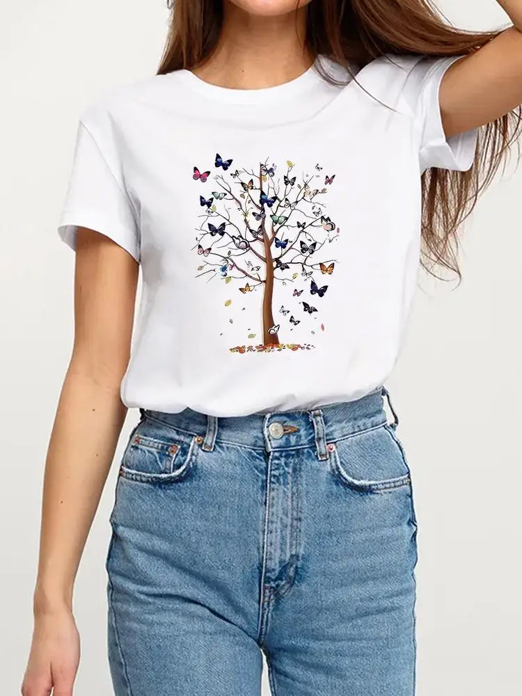 Summer Women Clothes Clothing Short Sleeve Graphic T-shirt Plane Love Sweet Cute Print T Shirt Fashion Kawaii Basic Tee Top