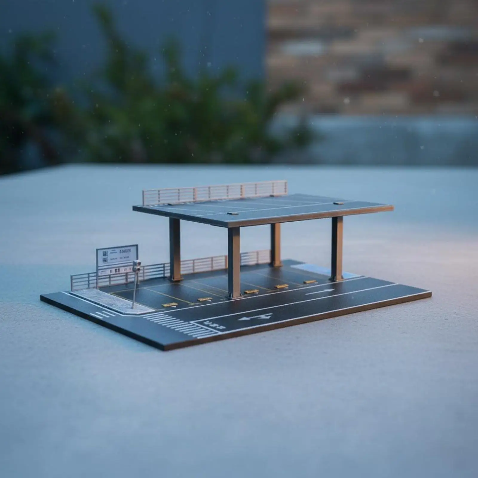 Two Level Car Parking Scene Building Kit with PVC ABS Material for Miniature Car Garage Diorama