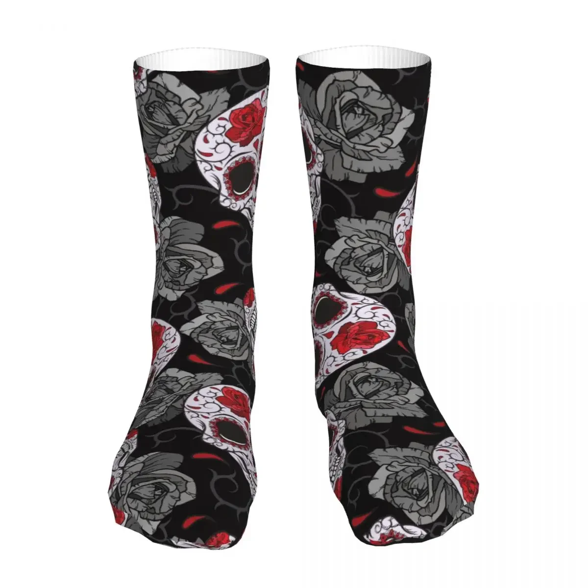 Men Cycling Sugar Skull Rose Halloween Socks Cotton Compression Gothic Day of the Dead Women Socks