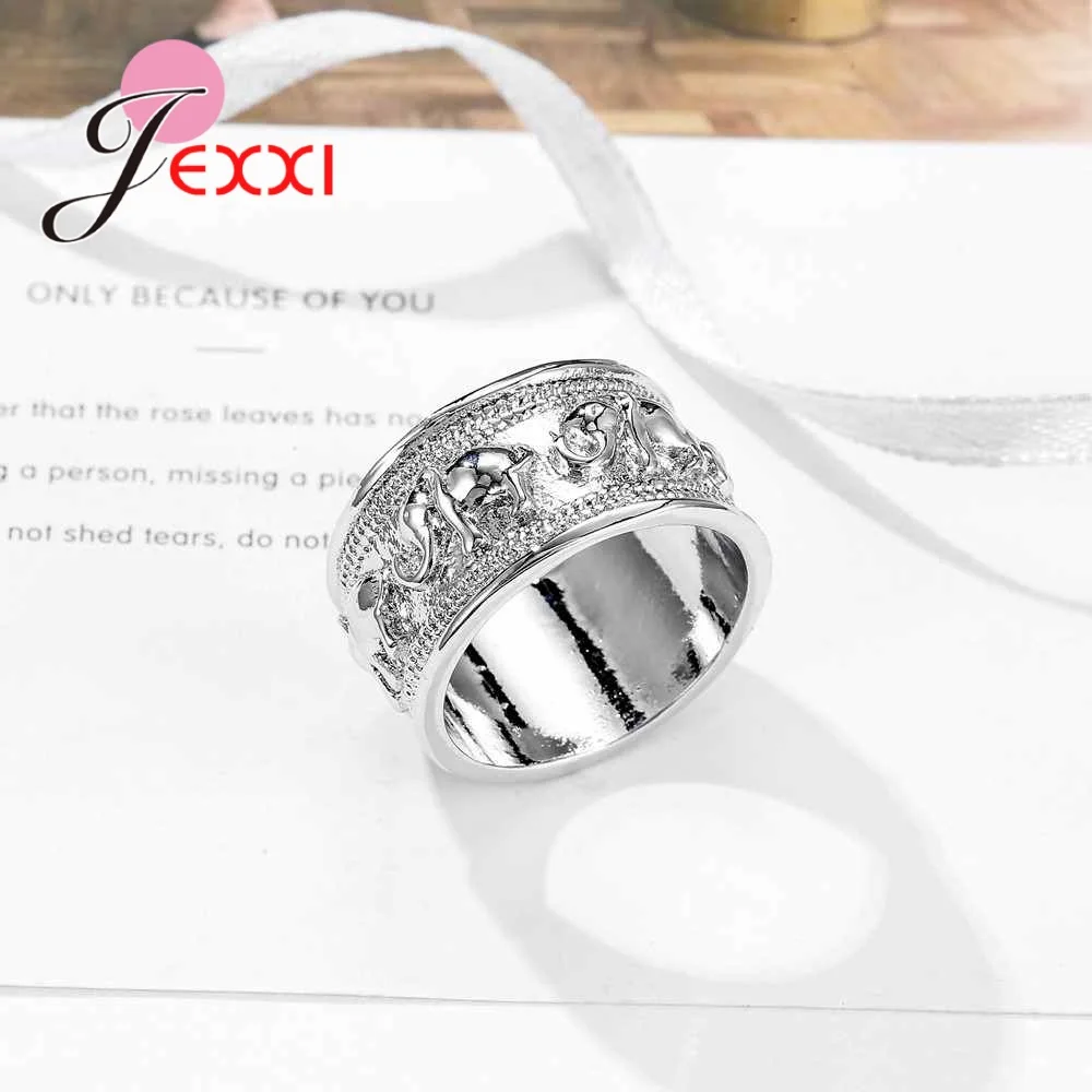 New Punk Trendy 925 Silver Needle Ring For Lover Vintage Engagement Elephant Shape Steel Ring for Men & Women lord Wedding