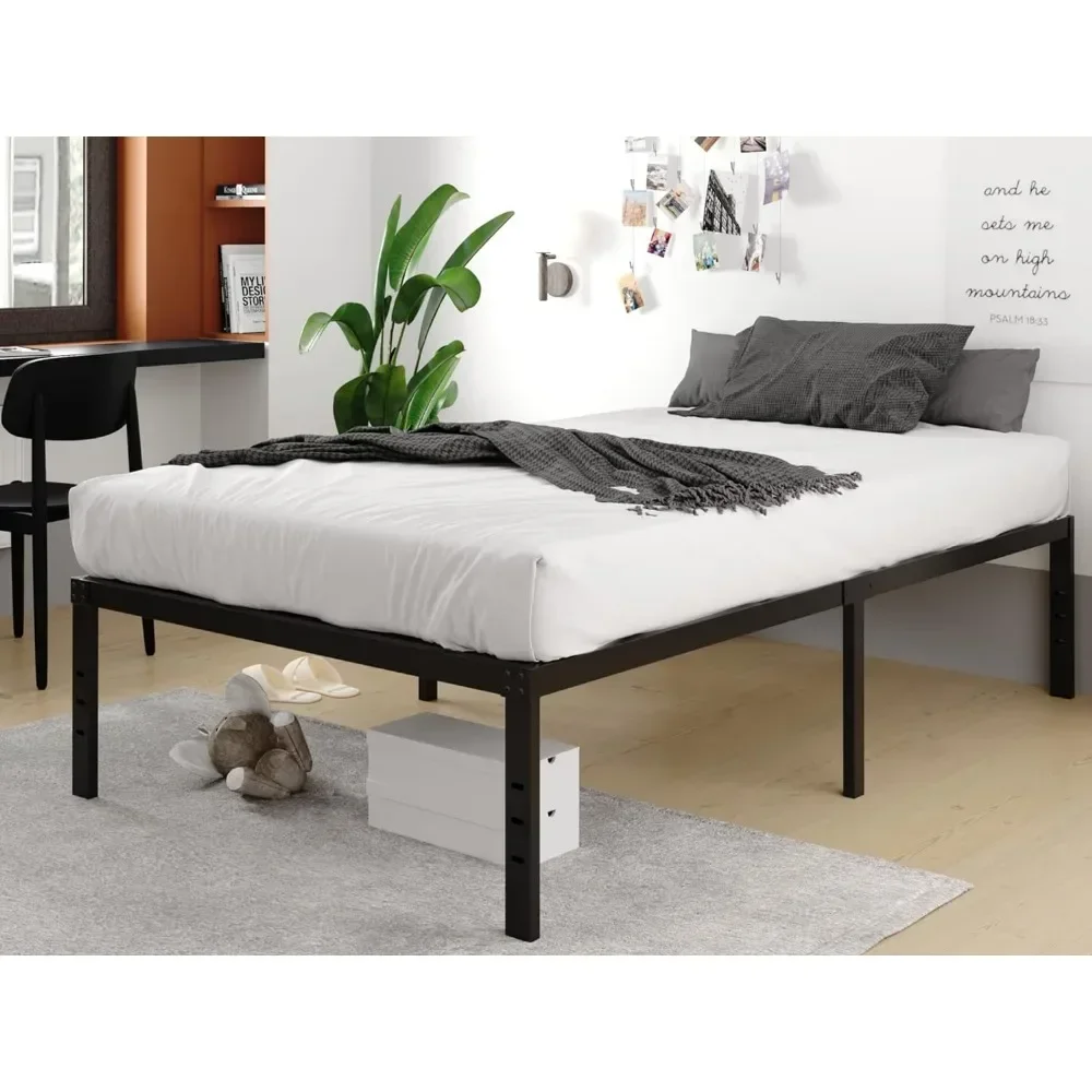 18 Inch Metalen Bedframe, Twin Bed Frame, Geen Veren Nodig, Eenvoudig Te Monteren Versterkte Stalen Latten Ondersteuning, Geruisloos Zwart