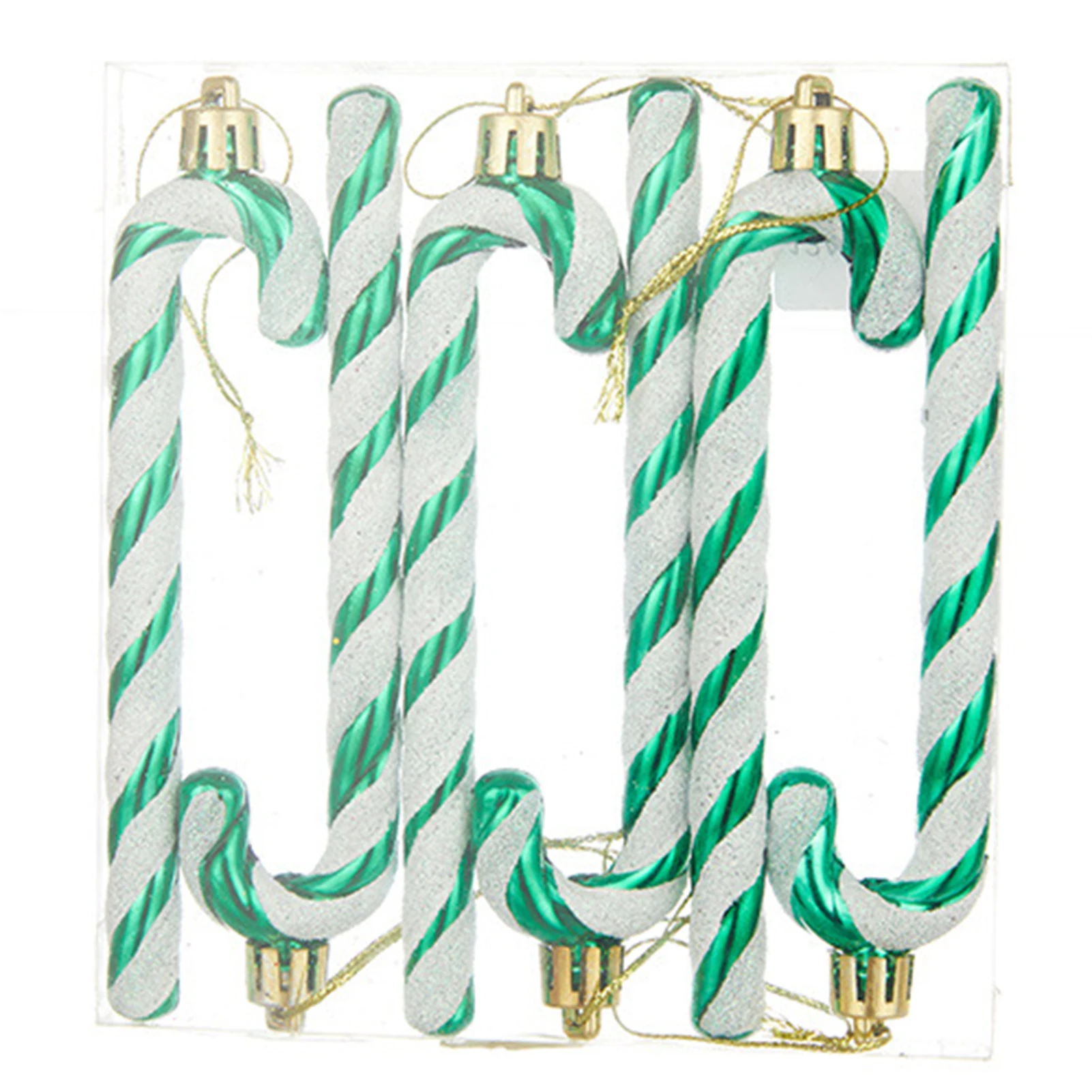 6Pcs Curved Cane Christmas Pendant Reusable Christmas Ornament for Parties Weddings Office Buildings