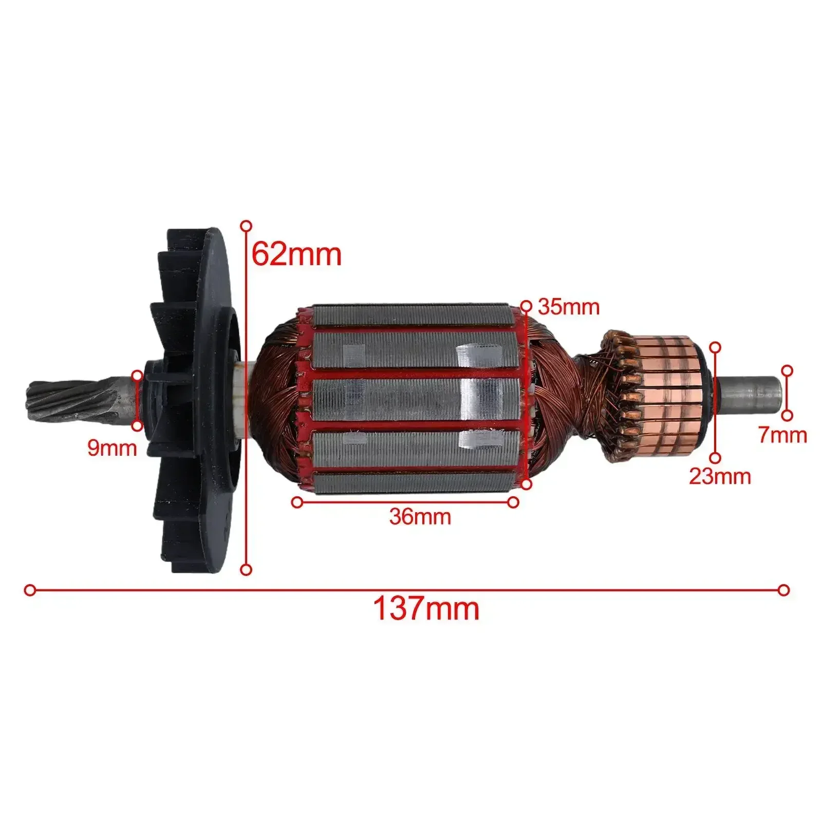 Rotor For GBH 2-28D For GBH2-28 DFV Rotary Hammer 7 Teeth Angle Grinder Armature Accessories 1pc