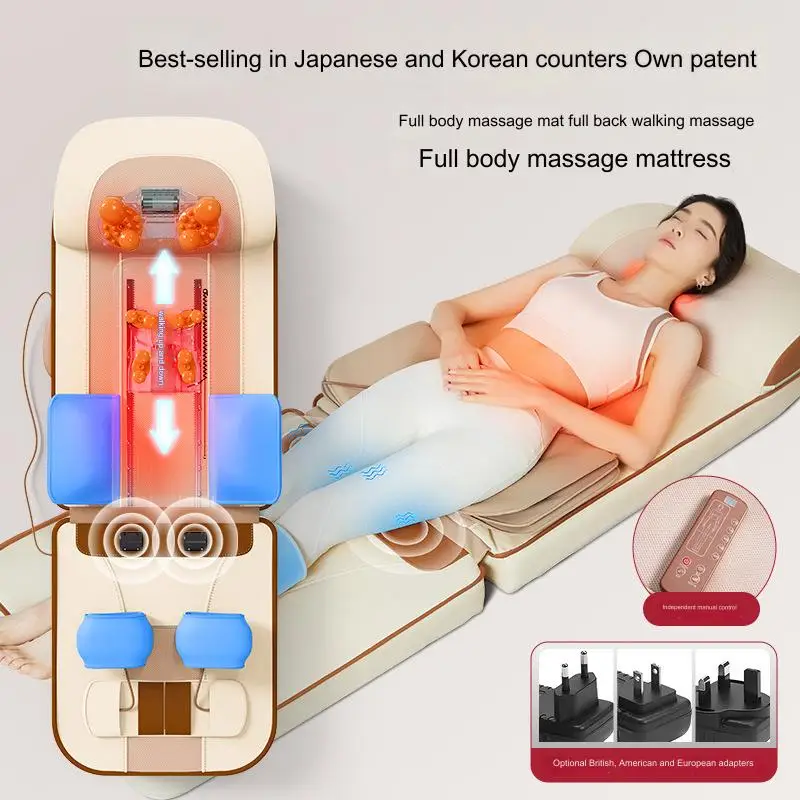 180cm Cushion New Design Automatic Vibration Airbag Traction Thermal Massage Bed with Mobile Roller Electric Pillow Healthy Gift