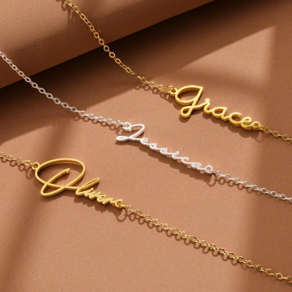 Personalized 18K Gold Name Bracelet Minimalist Jewelry Custom Initial Letter Bracelets for Women Men Adjustable Chain Pulsera