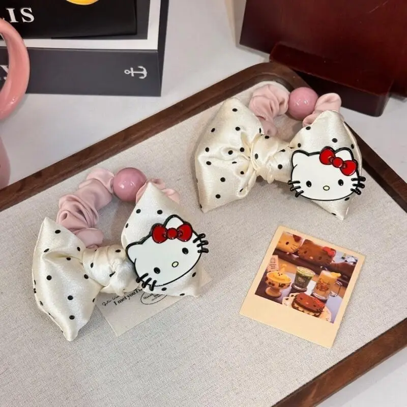 

Детские резинки для волос Hello Kitty, набор из двух штук, милые резинки для волос с бантом в горошек, резинки для волос для девочек, резинки для прически «хвостик», аксессуары для волос, подарок для девочки
