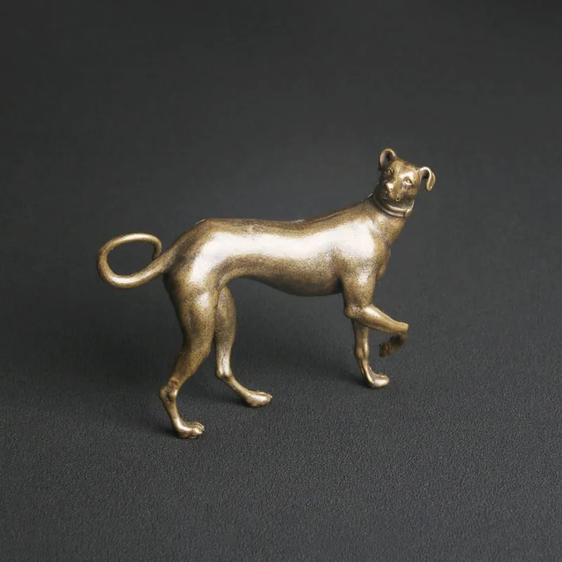 Antique Brass Hound Desktop Ornament Zodiac Dog Prosperity Tea Pet Craft Ornament