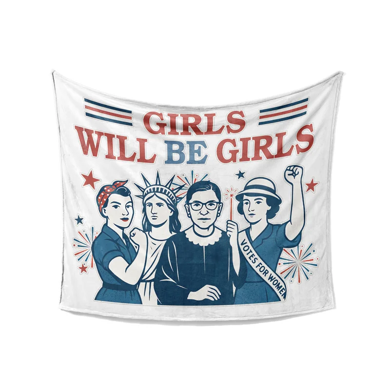 Gaslight Gatekeep Girlboss Girls Will Be Girls Throw Blanket for Women Men Girls Boys Kids Pets Dogs Cats Couch Sofa
