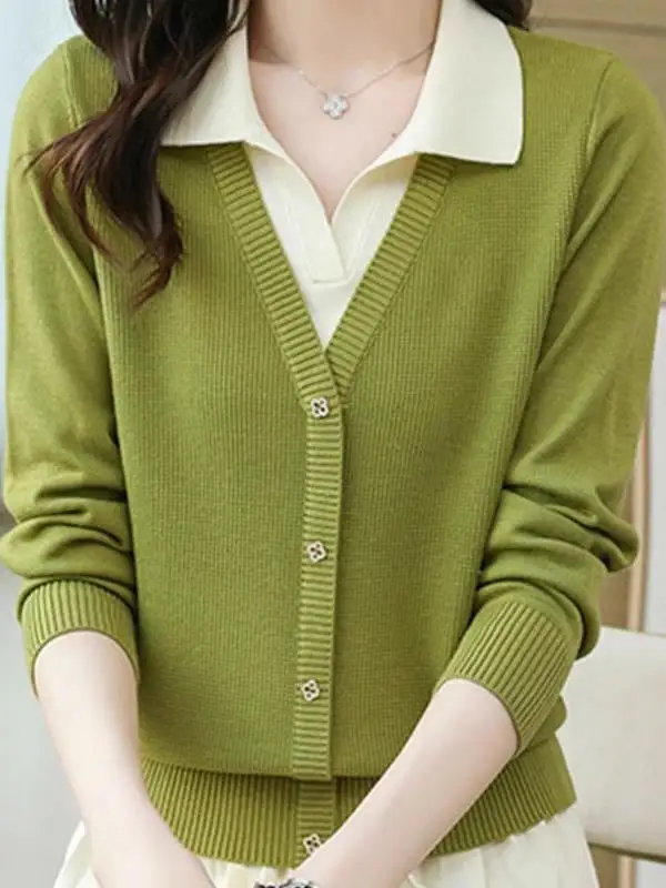 Wyprzedaż Outletowa Specjalna Damska Dzianina Wełniana Ne Base Irt Imitacja Dwuczęściowej Sukienki Długi Rękaw Regularny Krój Faion