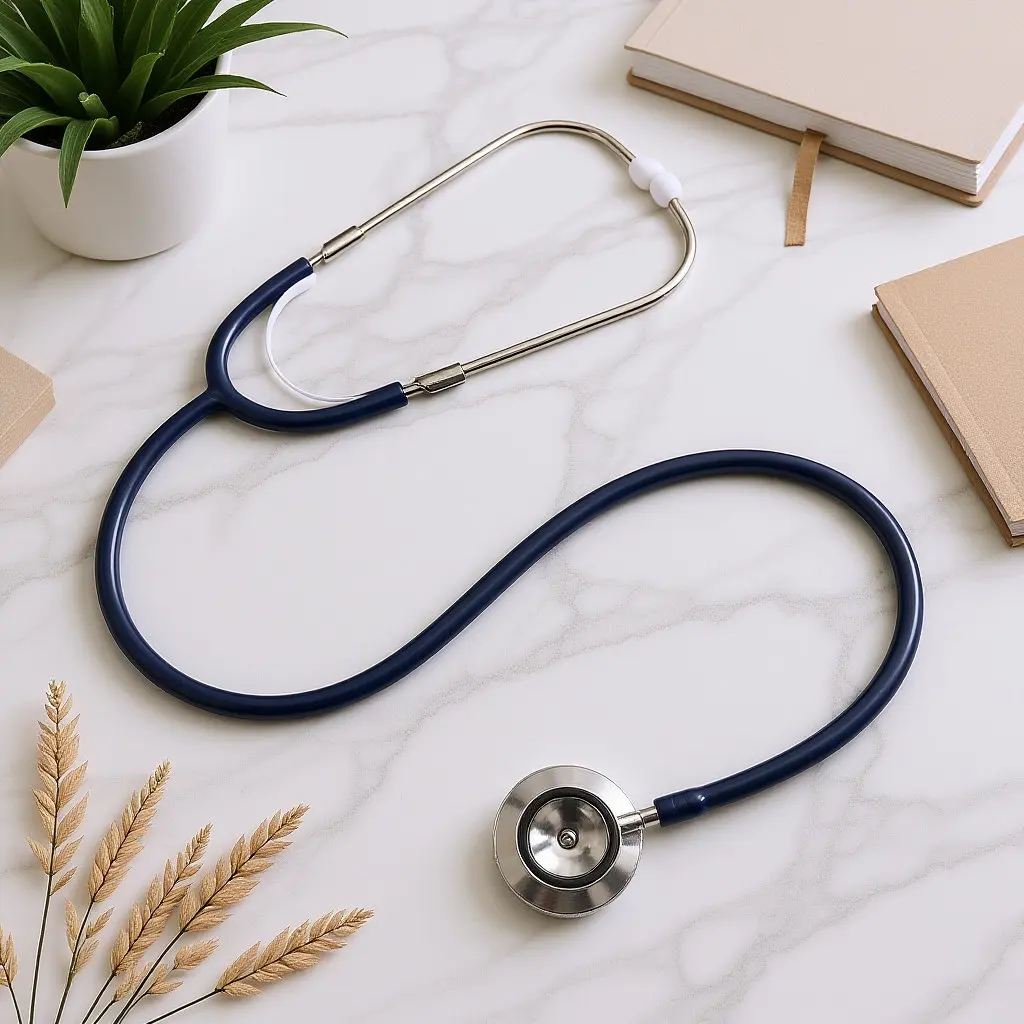 

Dual Head Stethoscope Portable Dark Blue Auscultation Device for Heart Lung Organ Examination Dual Head Stethoscope