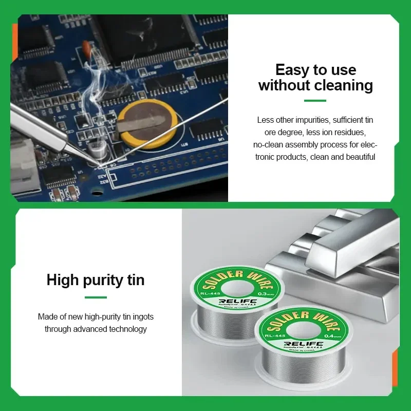 RELIFE RL-445 0.3/0.4/0.5/0.6 مللي متر سلك لحام عالي النقاء سلك قصدير أساسي من الصنوبري أوزان لحام إلكترونية مختلفة #5