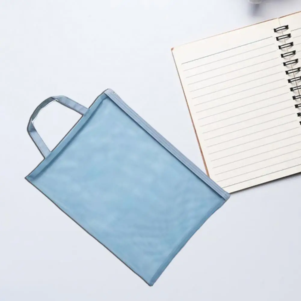 ストラップ付きメッシュジッパーバッグ,ドキュメントストレージ,ファイルフォルダー,透明ジッパー,a4ドキュメントバッグ