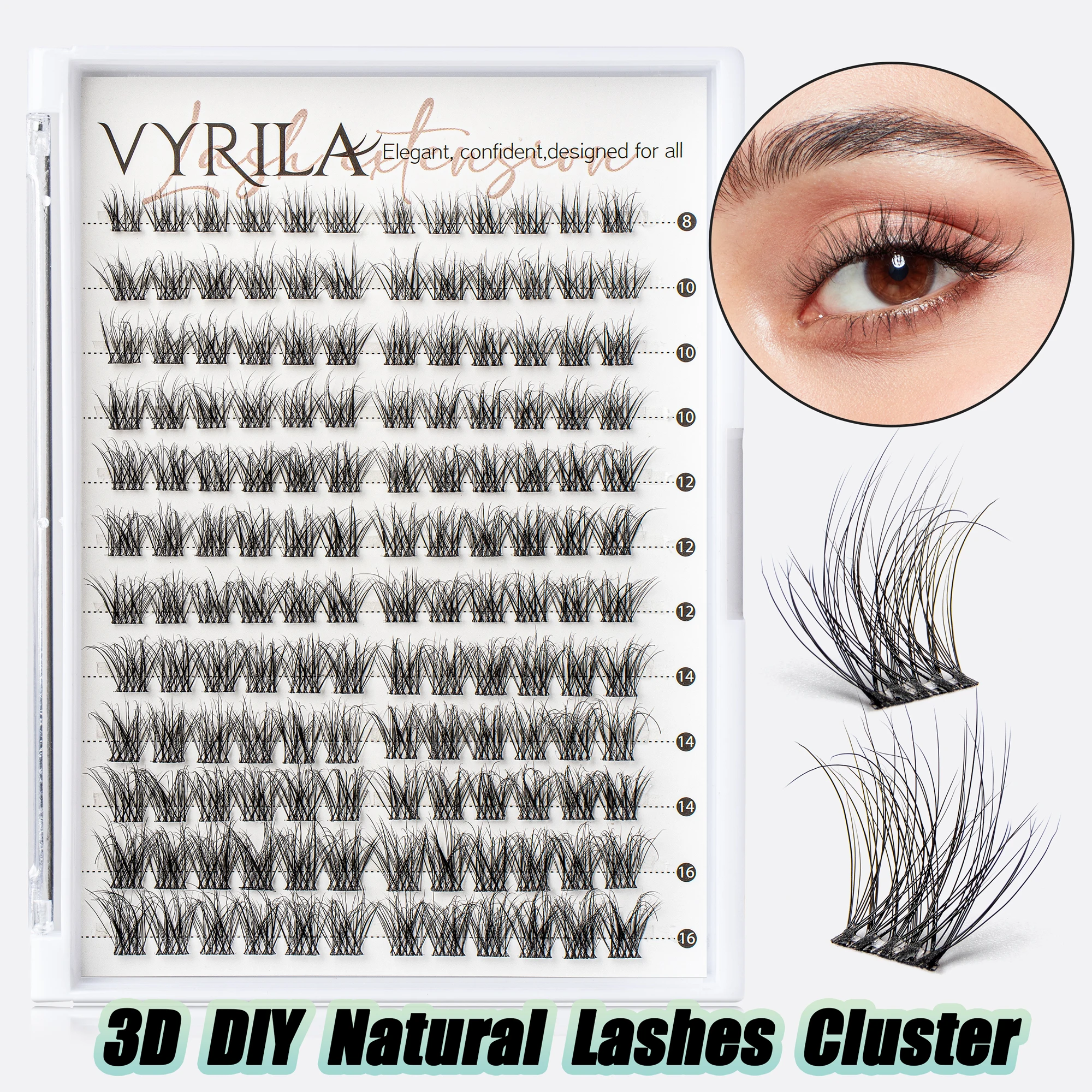 Individual Lashes Cluster D Curl Mix Lash Clusters 3D Wispy DIY Eyelash Extension 0.1mm Super Thin Band Resuable Natural Lashes