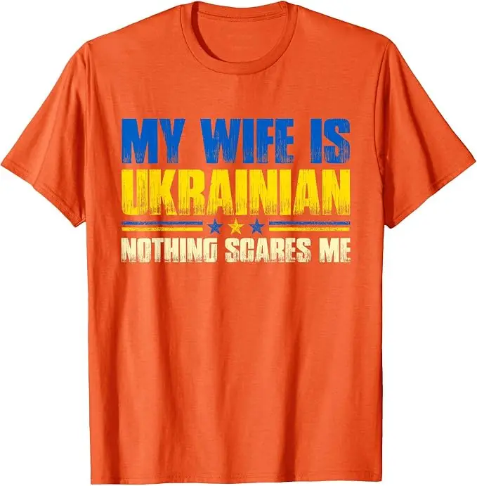 T-Shirt mit Aufdruck „Meine Frau ist Ukrainerin – Nichts macht mir Angst“ – Ukraina-Stolz-Flagge Y2K-Buchstaben Grafik-Slogan-T-Shirt – Herrenmode-Kleidung – Detail 18