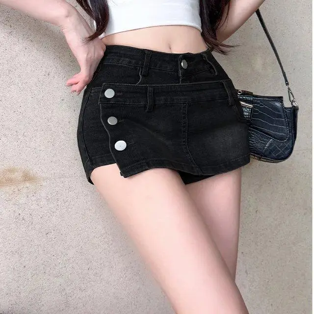 American-Style Washing Denim Skirt Women 2025 Summer New Fashionable Fashionable High-Waisted A-Line Hip Skirt