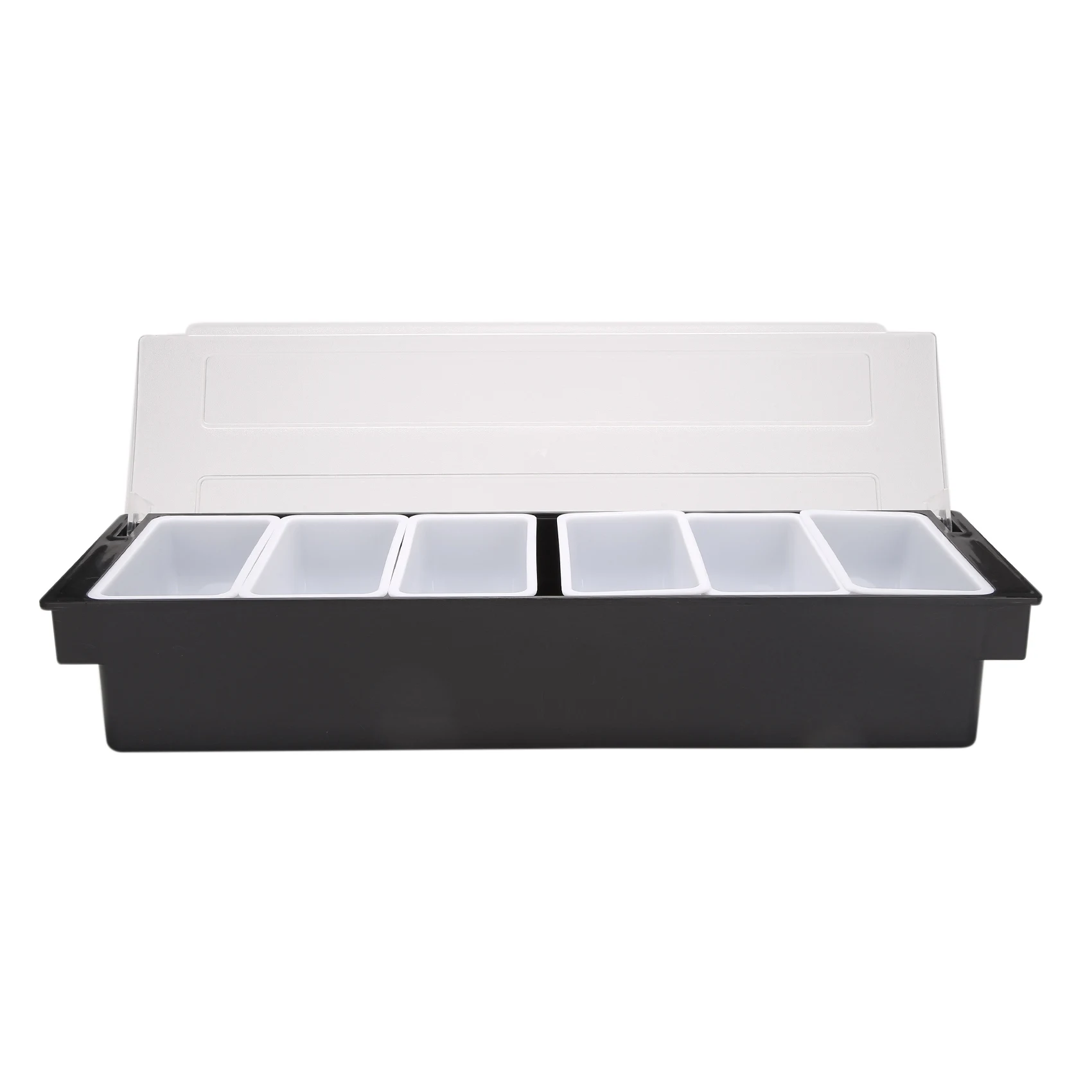 Ice Cooled Condiment Serving Container Chilled Garnish Tray Bar Caddy for Home Work or Restaurant Six Grid Seasoning Box