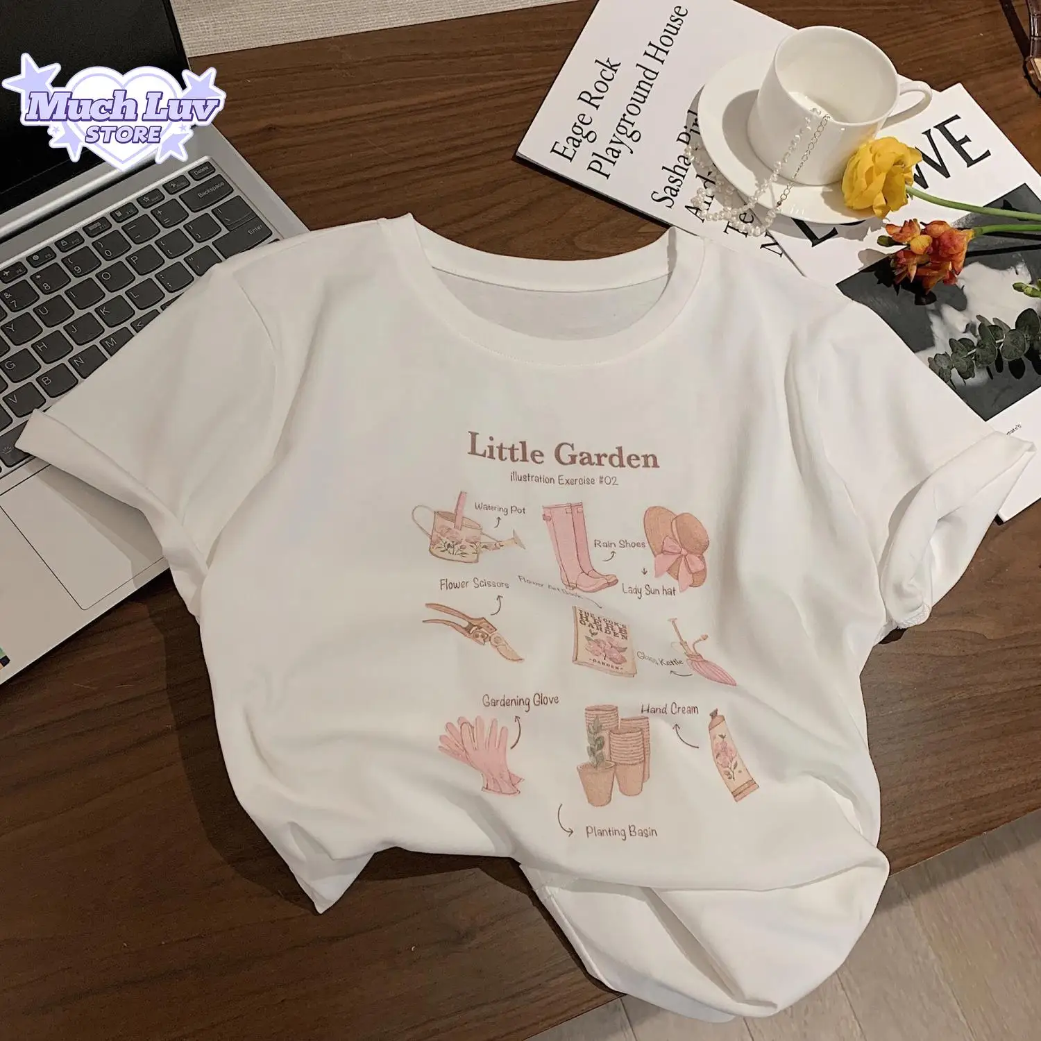 

100% Pure Cotton Cute Pink Printed T-shirt Commute Women's Clothing Summer Fashion Casual Comfy Short Sleeve Top Y2k Vintage Top