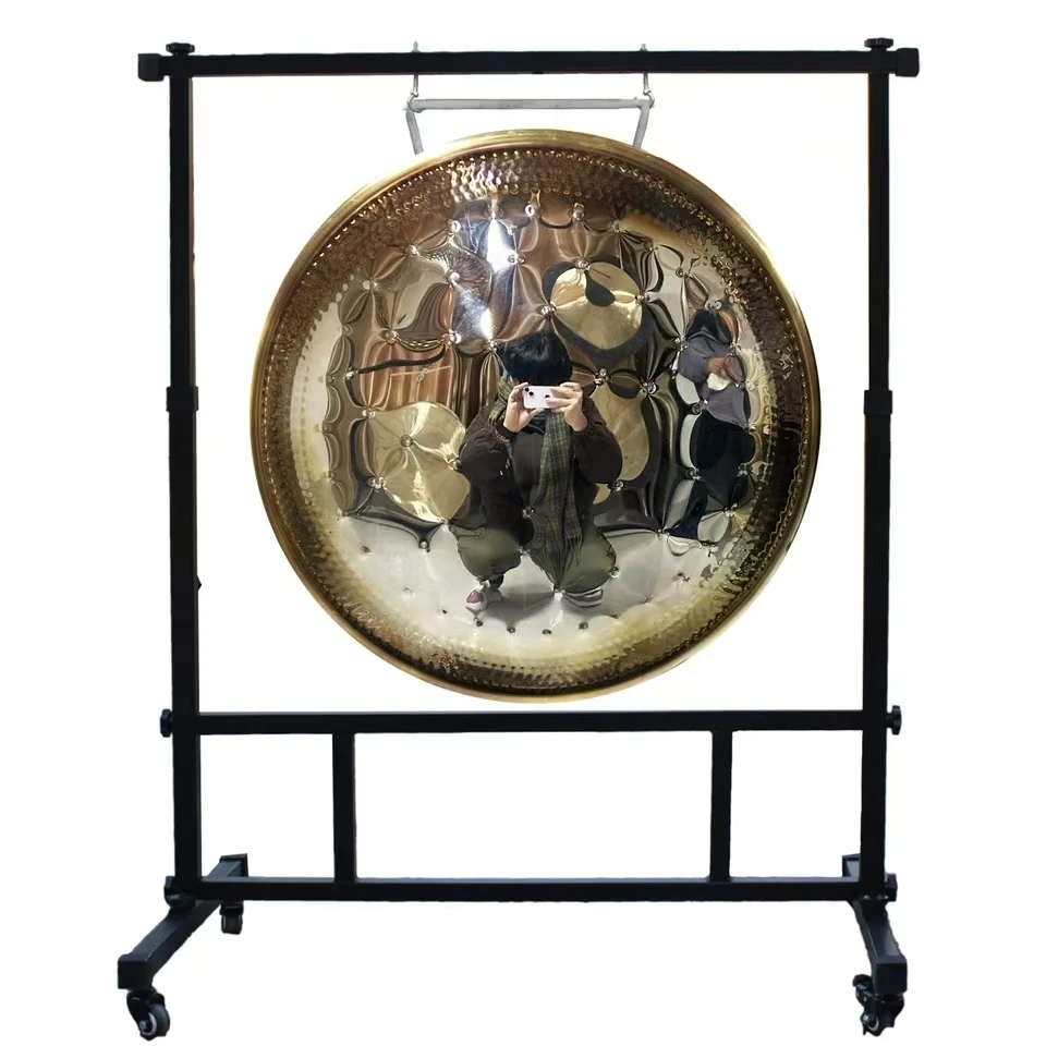 

Гонсы для звукового исцеления-18–36 дюймов, гонг из никелевого сплава с крупными точками, зеркальный гонг Чау с подставкой и молотком, длинное сустейн для терапии