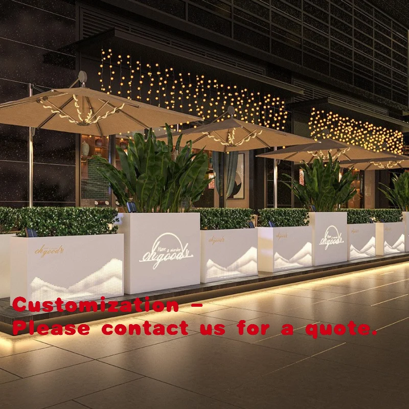 

Customize.Outdoor Flower Box Combination Restaurant Partition Flower Bed Outdoor Stainless Steel Hollow Powered Luminous L