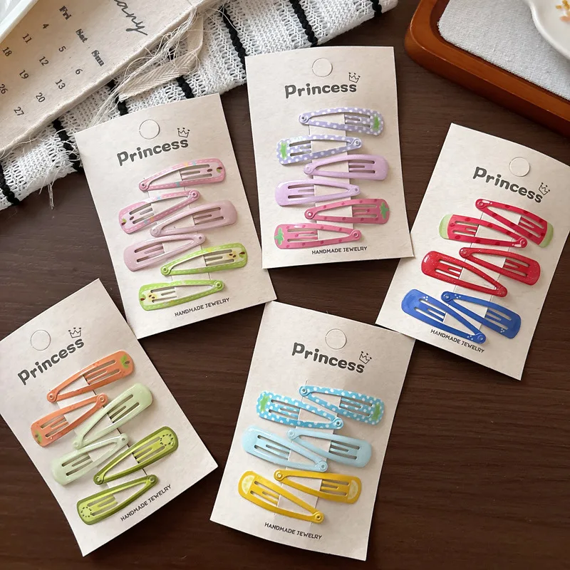 

Colorful Fruit Print BB Hair Clips for Toddler Girls Summer Fringe Barrettes No Hurt Non Slip Lightweight Portable Accessories