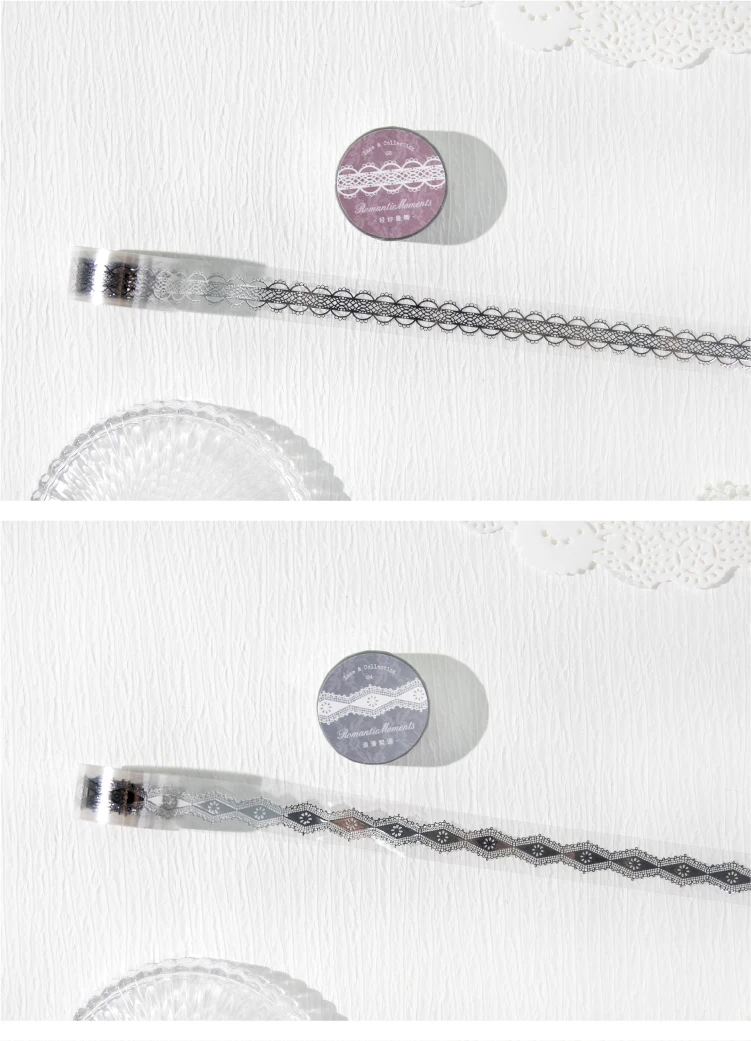 Journal GO 1,8cmx2m Romantisches Spitzenband Vintage Spitzen-Landschaftsmaterial Collage PET-Band Kreatives DIY Journal Schreibwaren-Aufkleber – Detail 9