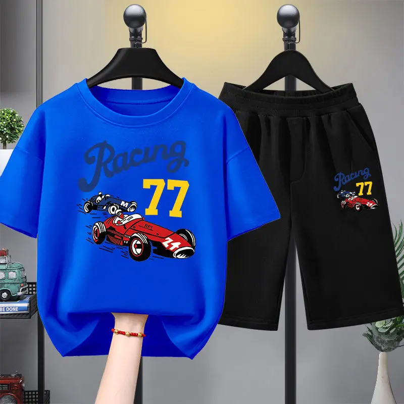

Summer Baby Girls Boy Clothes Set Children Fashion Car Printed Printed Short Sleeve T-Shirts And Shorts Suit Kids Tracksuits